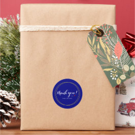 Editierbar Minimalistisch Thankyou Script Navy Blu Runder Aufkleber