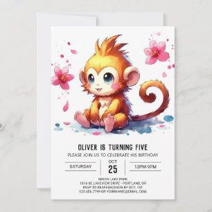 Editierbar Modern Monkey Birthday Einladung