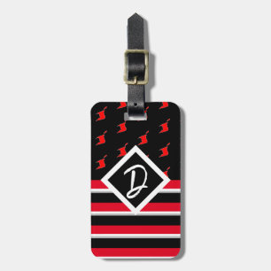 Editierbar - Monogramm Anfangsbuchstabe Rot Weiß S Gepäckanhänger