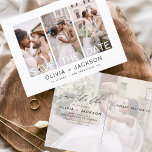 Editierbar Save the Date 4 Foto White Letters Postkarte<br><div class="desc">Modernes und elegantes Foto Save the Date Hochzeitskarte. Die Save the Date einladende Einladungskarte beinhaltet weiße Typografie,  schick und schlichtes Design auf weißem Hintergrund,  mit dem Sie Ihre individuelle Verlobung Fotografie hinzufügen können.</div>