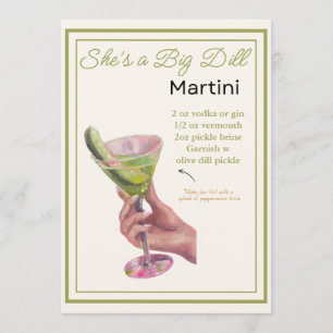 Editierbar Sie ist eine Big Dill Martini-Rezept-Ka Menükarte