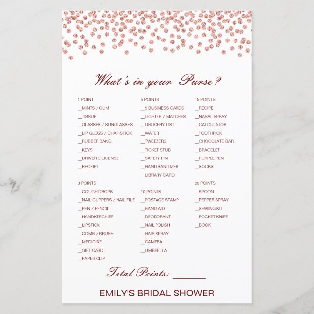 Editierbar Was ist auf deinem Brautparty "Purse"? (Vorderseite)