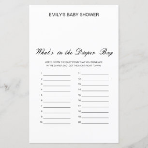 Editierbar Was ist im Windelbeutel Baby Shower Gam