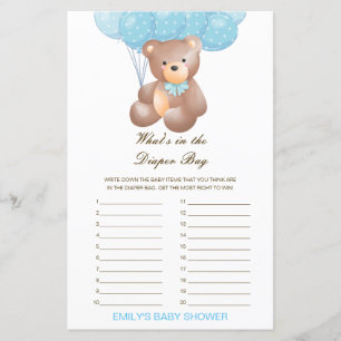 Editierbar Was ist im Windelbeutel Baby Shower Gam
