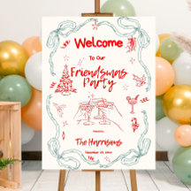 Editierbar Whimsical Hand Drawn Friendsmas Party W