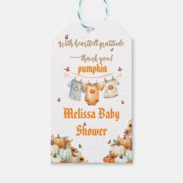 Editierbare Babykleidung Orange Pumpkin Geschenkanhänger