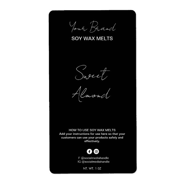 Editierbare Black Soy Wax Melt Labels (Vorne)