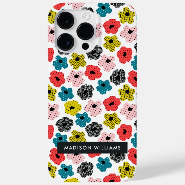 Editierbare Blume für Inschriften Minimalistischer Case-Mate iPhone Hülle (Rückseite)