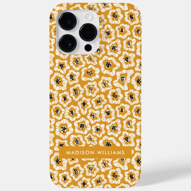 Editierbare Blume für Inschriften Minimalistischer Case-Mate iPhone Hülle (Rückseite)