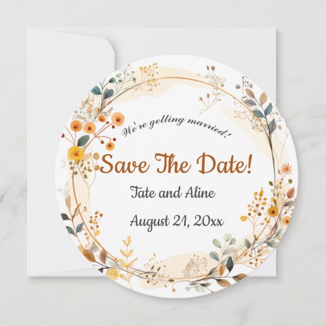 Editierbare Blumenschrift Save the Date Einladung (Vorderseite)