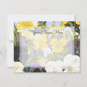 Editierbare Blumenviolette und Pansy-Muster Mitteilungskarte