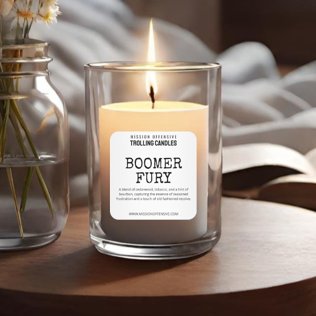 Editierbare Boomer Spaß Candle Labels Quadratischer Aufkleber (Von Creator hochgeladen)