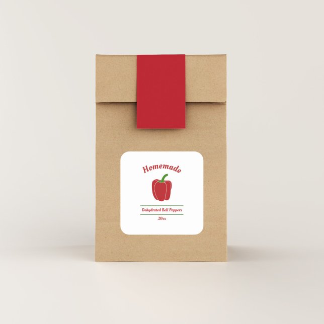 Editierbare, dehydrierte Bell-Paprikaschoten-Aufkl Quadratischer Aufkleber (Dehydrated Bell Peppers Label Sticker)