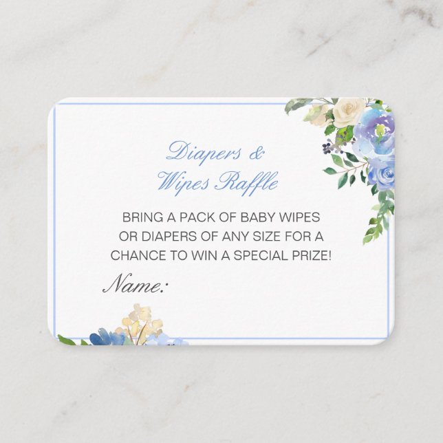 Editierbare Diapers Wipes Raffle Babydusche Beilag Begleitkarte (Vorderseite)