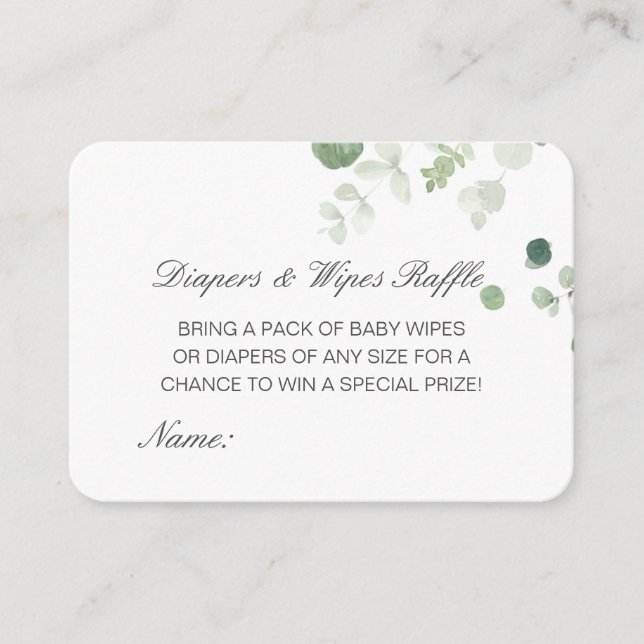 Editierbare Diapers Wipes Raffle Babydusche Beilag Begleitkarte (Vorderseite)