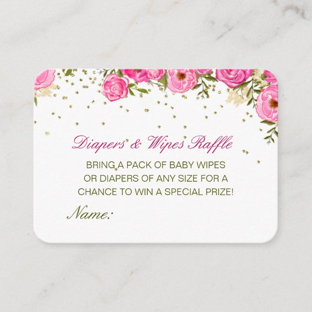 Editierbare Diapers Wipes Raffle Babydusche Beilag Begleitkarte (Vorderseite)