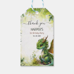 Editierbare Dragon 1. Geburtstagsfeier, Jungen Geb Geschenkanhänger