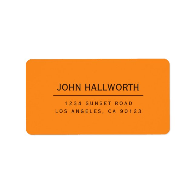 Editierbare einfache Orange Brown Return Adressaufkleber (Vorne)