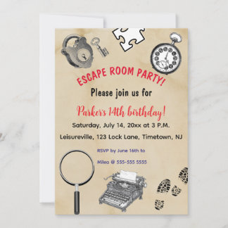 Editierbare Escape Room-Party Einladung