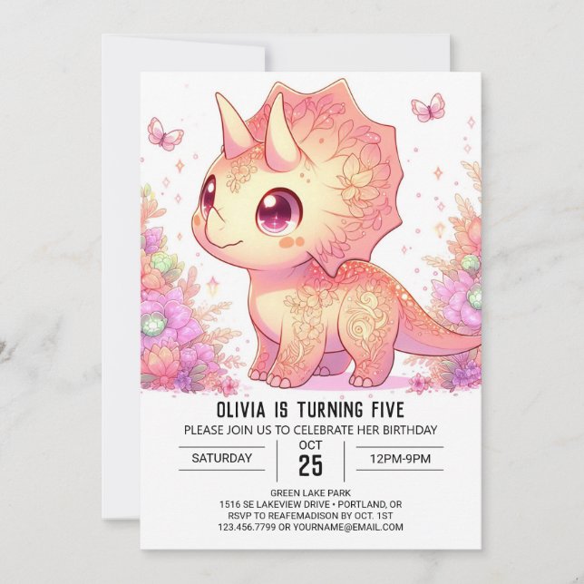 Editierbare Fantasy Dinosaur Digital Geburtstag Einladung (Vorderseite)