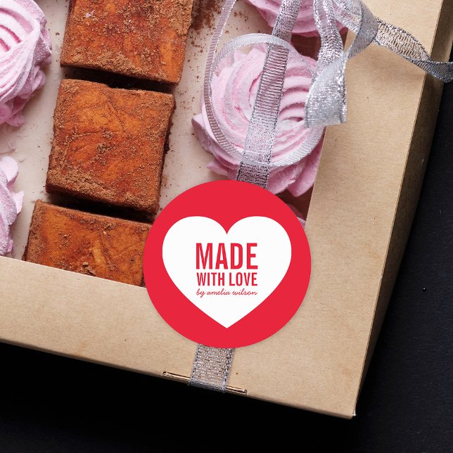 Editierbare Farbe aus Liebe Weißes Herz Runder Aufkleber (Von Creator hochgeladen)