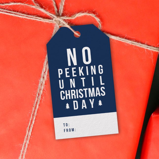 Editierbare Farbe Kein Peeking bis Weihnachten Geschenkanhänger (Von Creator hochgeladen)