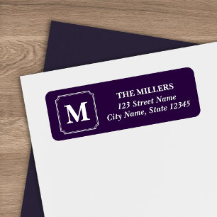 Editierbare Farbe mit Monogramm-Adresse mit weißer