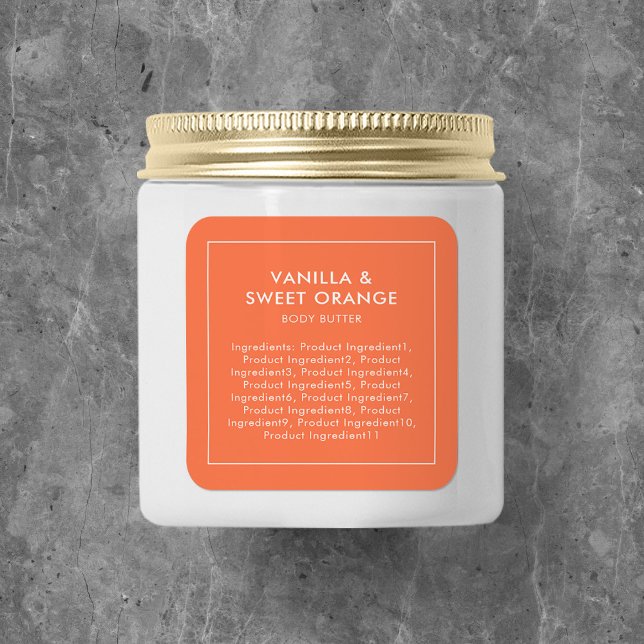 Editierbare Farbe - Modern List of Ingredients Lab Quadratischer Aufkleber (Von Creator hochgeladen)