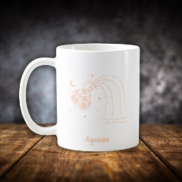 Editierbare Farbe Peach Aquarius Zodiac Zeichen Kaffeetasse