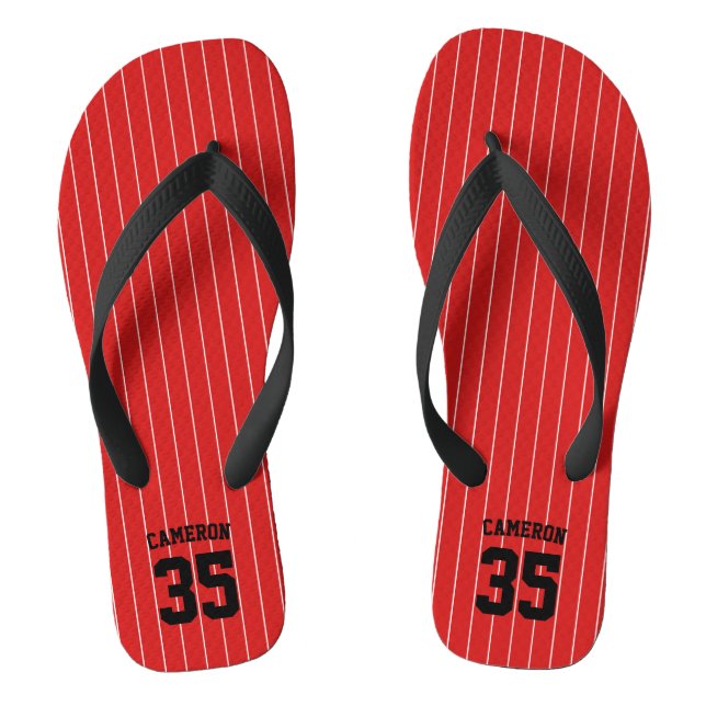 Editierbare Farben Baseball Jersey Streifen Name Flip Flops (Fußbett)