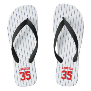 Editierbare Farben Baseball Jersey Streifen Name Flip Flops