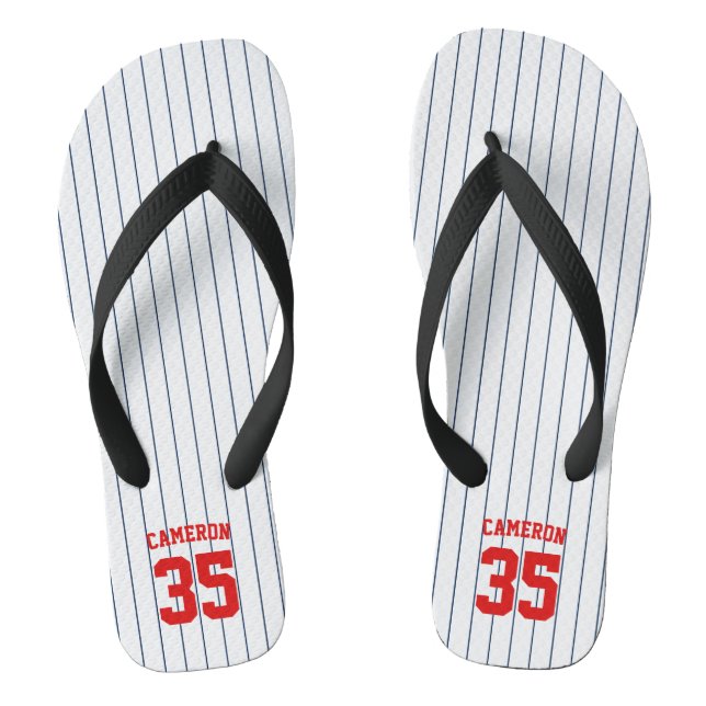 Editierbare Farben Baseball Jersey Streifen Name Flip Flops (Fußbett)