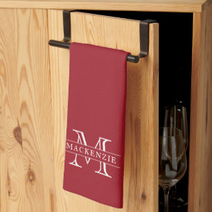 Editierbare Farben Klassischer Grenzname Monogramm Geschirrtuch