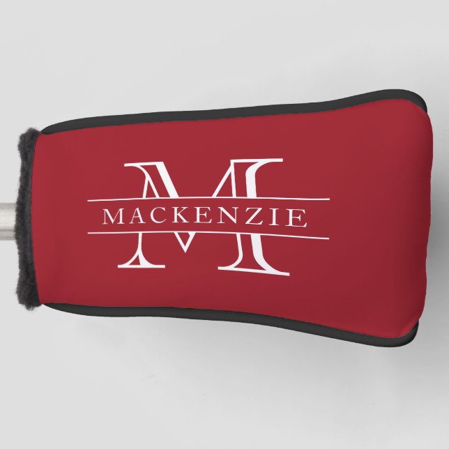 Editierbare Farben Klassischer Grenzname Monogramm Golf Headcover (Vorderseite)