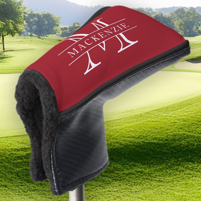 Editierbare Farben Klassischer Grenzname Monogramm Golf Headcover (Von Creator hochgeladen)