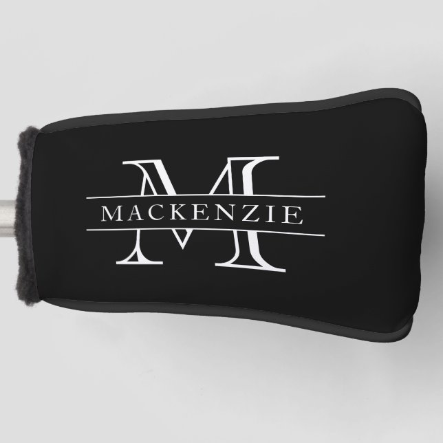 Editierbare Farben Klassischer Grenzname Monogramm Golf Headcover (Vorderseite)