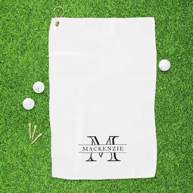 Editierbare Farben Klassischer Grenzname Monogramm Golfhandtuch (Von Creator hochgeladen)
