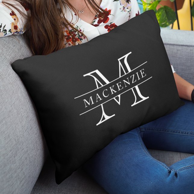 Editierbare Farben Klassischer Grenzname Monogramm Lendenkissen (Von Creator hochgeladen)