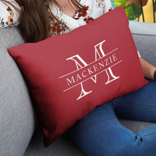 Editierbare Farben Klassischer Grenzname Monogramm Lendenkissen