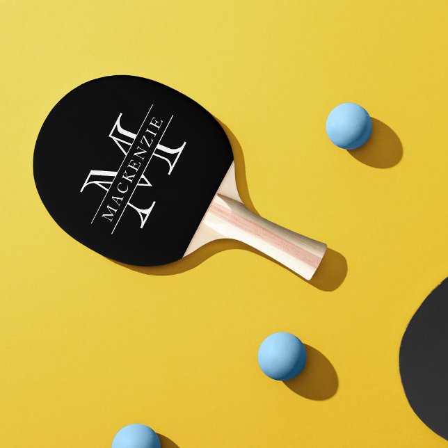 Editierbare Farben Klassischer Grenzname Monogramm Tischtennis Schläger (Von Creator hochgeladen)