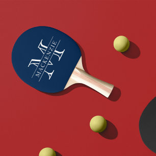 Editierbare Farben Klassischer Grenzname Monogramm Tischtennis Schläger