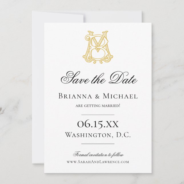EDITIERBARE FARBEN MB Monogramm BM Monogramm Save The Date (Vorderseite)