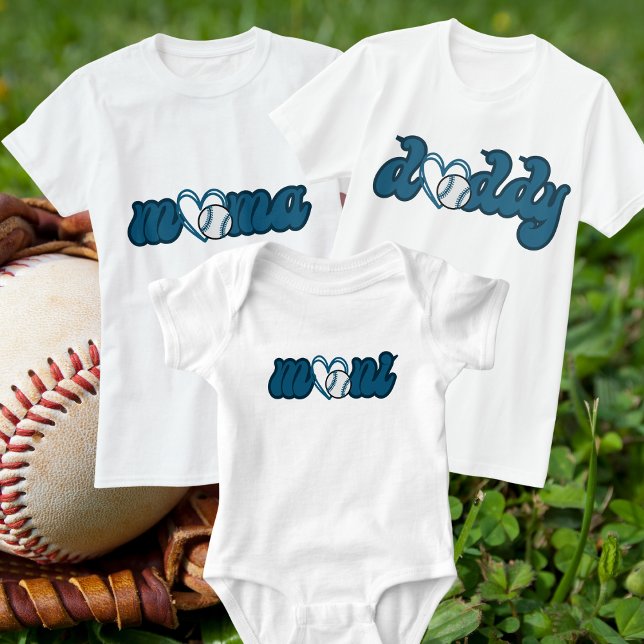 Editierbare Farben Mini-Liebe Baseball Matching Ma Baby Strampler (Von Creator hochgeladen)