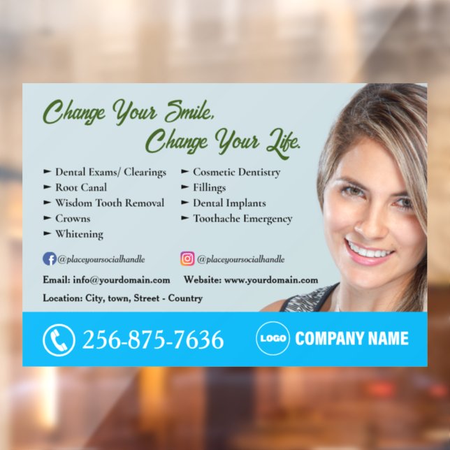 Editierbare Fensterklammer für Zahnarztdienste Fensteraufkleber (Blatt 2)