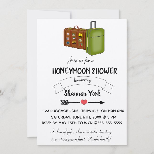 Editierbare Flitterwochendusche Einladung (Vorderseite)