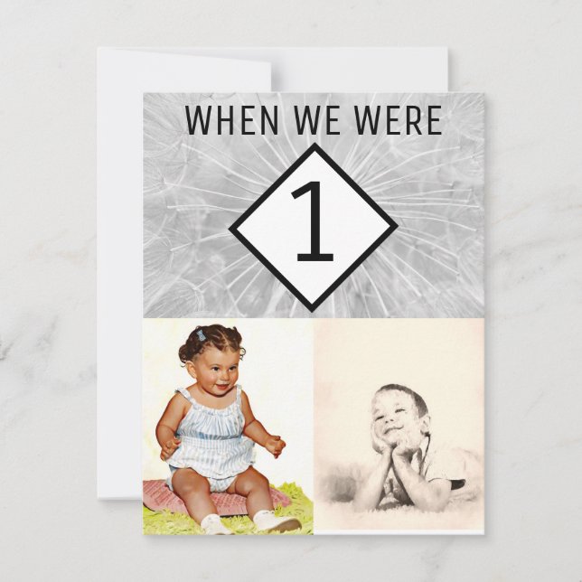 Editierbare Foto-Tischnummern, als wir jünger ware Einladung (Vorderseite)