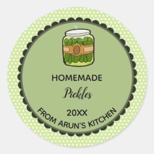 Editierbare Green Polka Dot Pickles Label Stickers