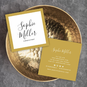 Editierbare Grenzfarbkalligrafie Soziale Medien Quadratische Visitenkarte