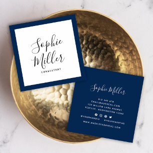 Editierbare Grenzfarbkalligrafie Soziale Medien Quadratische Visitenkarte