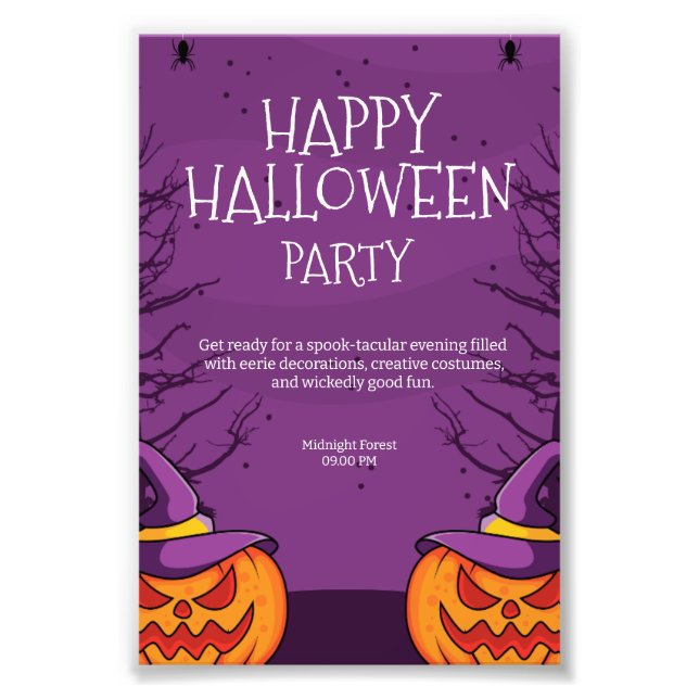 Editierbare Halloween-Einladung, Halloween-Party Fotodruck (Vorne)